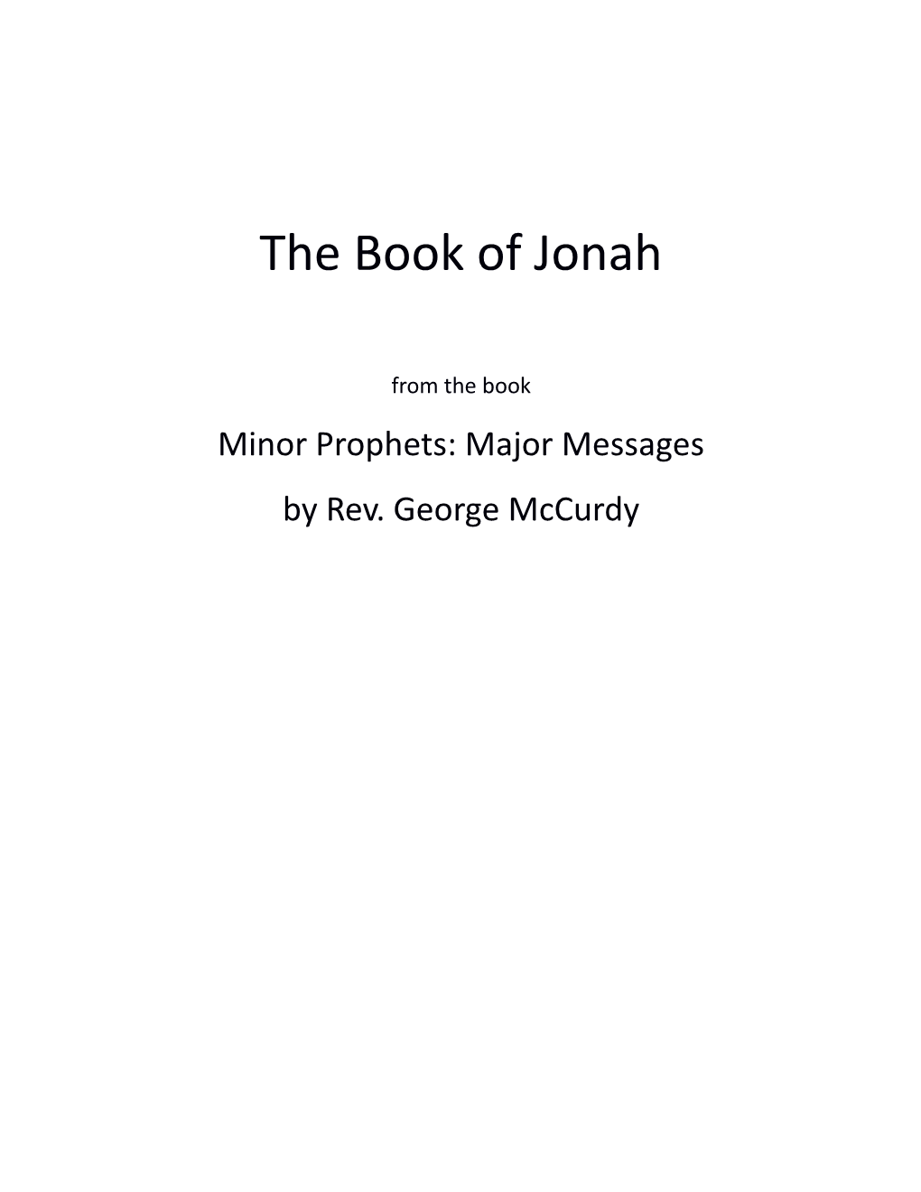 The Book of Jonah