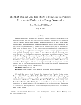 The Short-Run and Long-Run Effects of Behavioral Interventions