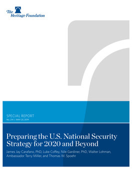 Preparing the U.S. National Security Strategy for 2020 and Beyond