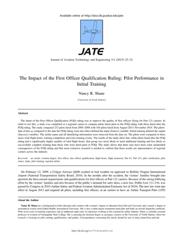 The Impact of the First Officer Qualification Ruling: Pilot Performance in Initial Training