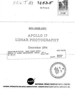 Apollo 17 Lunar Photography