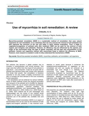 Use of Mycorrhiza in Soil Remediation: a Review