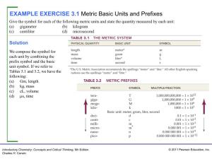 EXAMPLE EXERCISE 3.1 Metric Basic Units and Prefixes