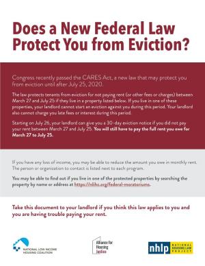 Does a New Federal Law Protect You from Eviction?