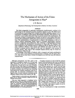Antagonists in Man* the Mechanism of Action of the Folate