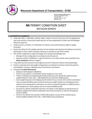 Mi Permit Condition Sheet