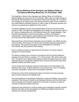 Athens Meeting of the Georgian and Abkhaz Sides on Confidence-Building Measures 16–18 October 1998