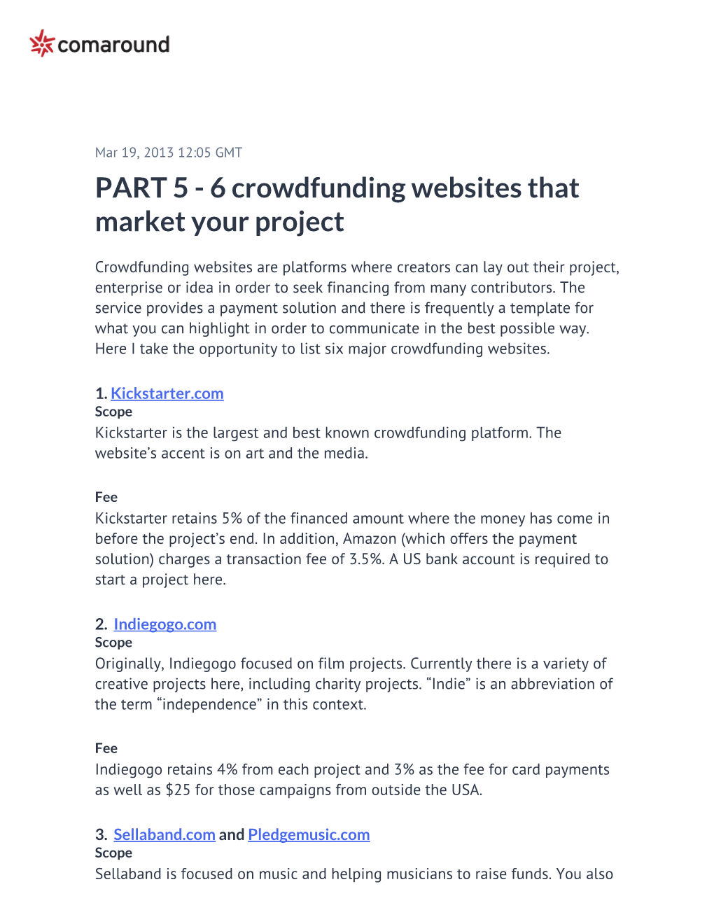 6 Crowdfunding Websites That Market Your Project