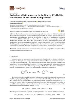 Reduction of Nitrobenzene to Aniline by CO/H2O in the Presence of Palladium Nanoparticles