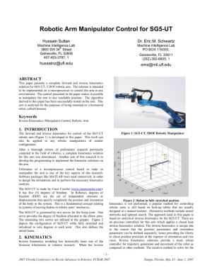 Robotic Arm Manipulator Control for SG5-UT