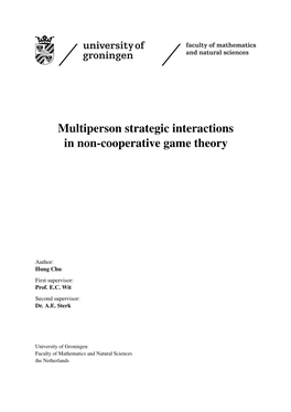 Multiperson Strategic Interactions in Non-Cooperative Game Theory