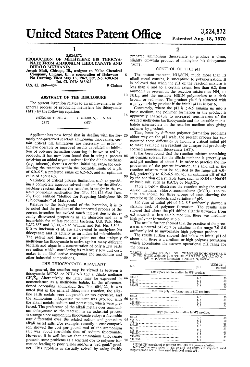 United States Patent Office Patented Aug