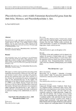 Phacoiderhynchus, a New Middle Famennian Rhynchonellid Genus from the Anti-Atlas, Morocco, and Phacoiderhynchidae N