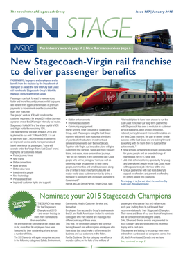 New Stagecoach-Virgin Rail Franchise to Deliver Passenger Benefits