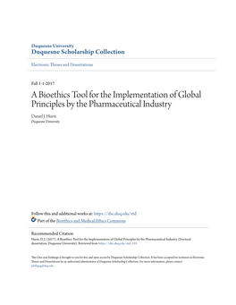 A Bioethics Tool for the Implementation of Global Principles by the Pharmaceutical Industry Daniel J