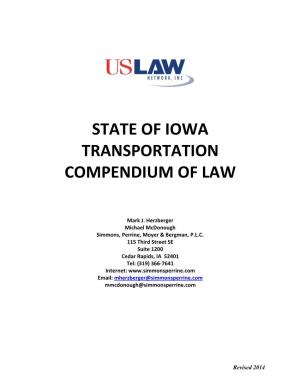 State of Iowa Transportation Compendium of Law