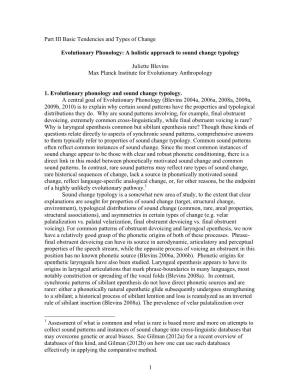 1 Part III Basic Tendencies and Types of Change Evolutionary Phonology