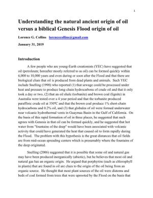 57. Understanding the Natural Ancient Origin of Oil Versus a Biblical
