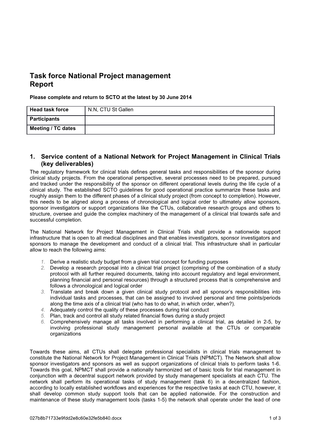 Task Force National Project Management