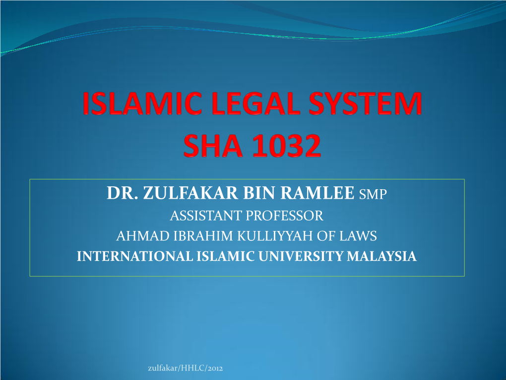 Islamic Legal System Sha 1032