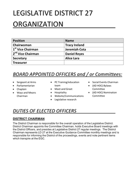 Legislative District 27 Organization