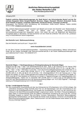 Amtliches Bekanntmachungsblatt Des Amtes Nortorfer Land Kreis Rendsburg-Eckernförde