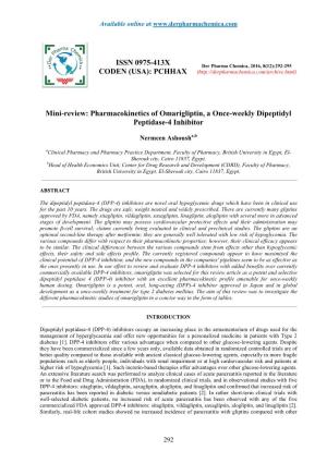 Pharmacokinetics of Omarigliptin, a Once-Weekly Dipeptidyl Peptidase-4 Inhibitor