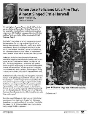 When Jose Feliciano Lit a Fire That Almost Singed Ernie Harwell by Rob Fournier, Esq, Director of Athletics