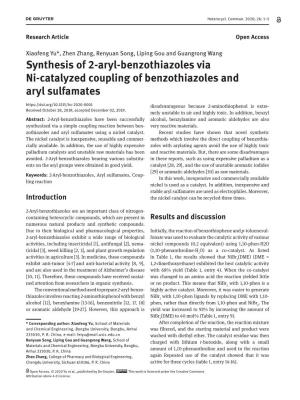 Synthesis of 2-Aryl-Benzothiazoles Via Ni-Catalyzed Coupling