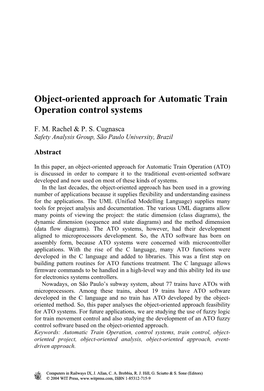 Object-Oriented Approach for Automatic Train Operation Control Systems