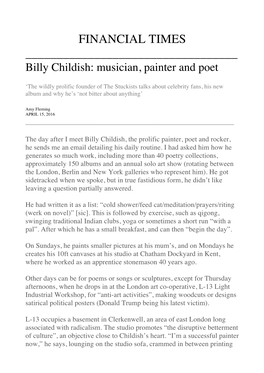 FINANCIAL TIMES ______Billy Childish: Musician, Painter and Poet