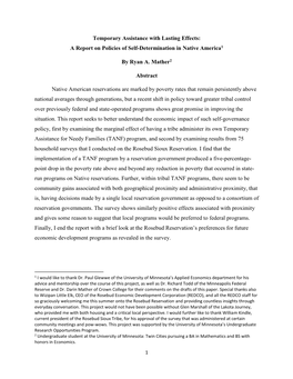 A Report on Policies of Self-Determination in Native America1