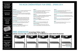 The Mcm Cinémathèque Film Series - Spring 2014 Cinémathèque Film Series