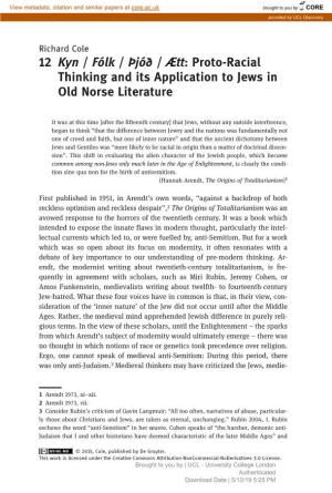 Proto-Racial Thinking and Its Application to Jews in Old Norse Literature