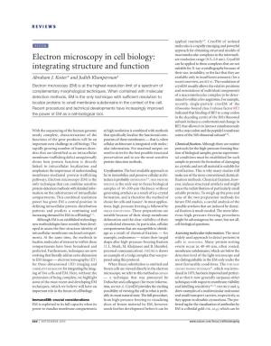 Electron Microscopy in Cell Biology: Integrating Structure and Function