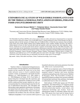 Ethnobotanical Study of Wild Edible Food Plants Used by the Tribals and Rural Populations of Odisha, India for Food and Livelihood Security