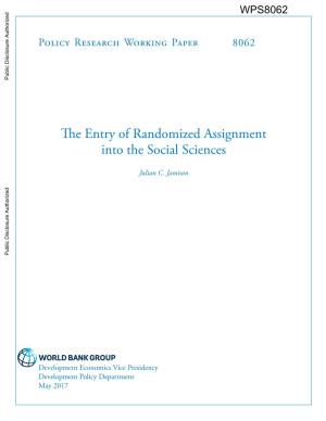 The Entry of Randomized Assignment Into the Social Sciences
