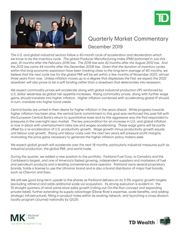 Quarterly Market Commentary December 2019