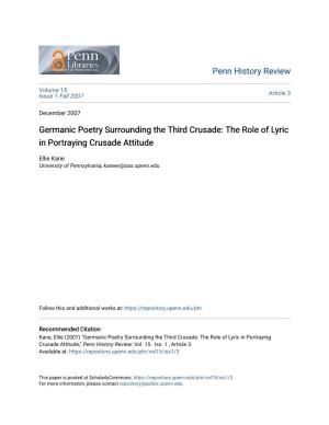 Germanic Poetry Surrounding the Third Crusade: the Role of Lyric in Portraying Crusade Attitude