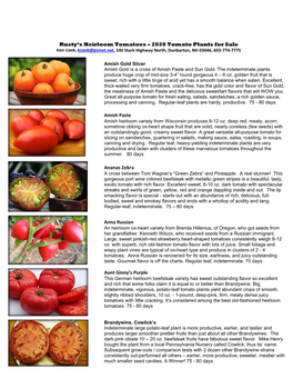 2020 Tomato Plants for Sale Amish Paste