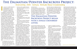 The Dalmatian/Pointer Backcross Project: Overcoming 20Th Century Attitude About Crossbreeding