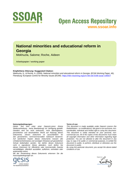 Minorities and Ongoing Educational Reform in Georgia