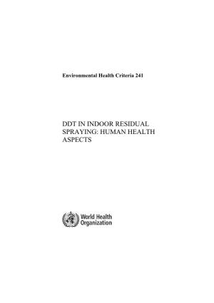 Ddt in Indoor Residual Spraying: Human Health Aspects