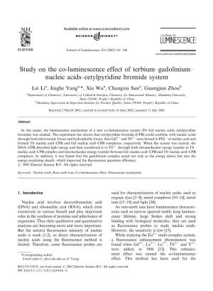 Study on the Co-Luminescence Effect of Terbium–Gadolinium– Nucleic Acids–Cetylpyridine Bromide System