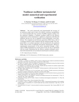 Nonlinear Oscillator Metamaterial Model: Numerical and Experimental Veriﬁcation