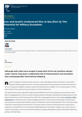 Iran and Israel's Undeclared War at Sea (Part 2)