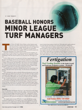 Baseball Honors Minor League Turf Managers