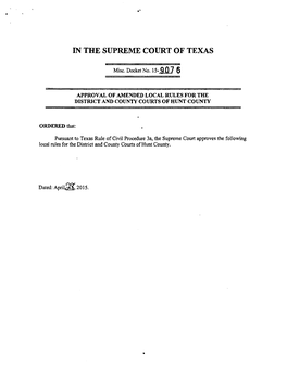 Local Rules for the District and Coun1y Courts of Hunt County