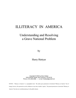 Illiteracy in America