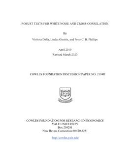 Robust Tests for White Noise and Cross-Correlation